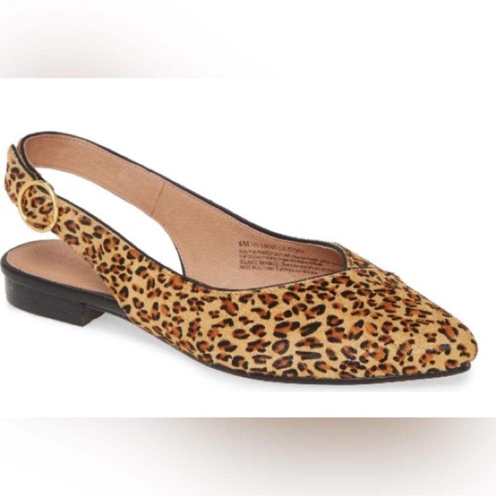 Caslon Lexington Leopard print sling back pointed flats . Size 6.5
